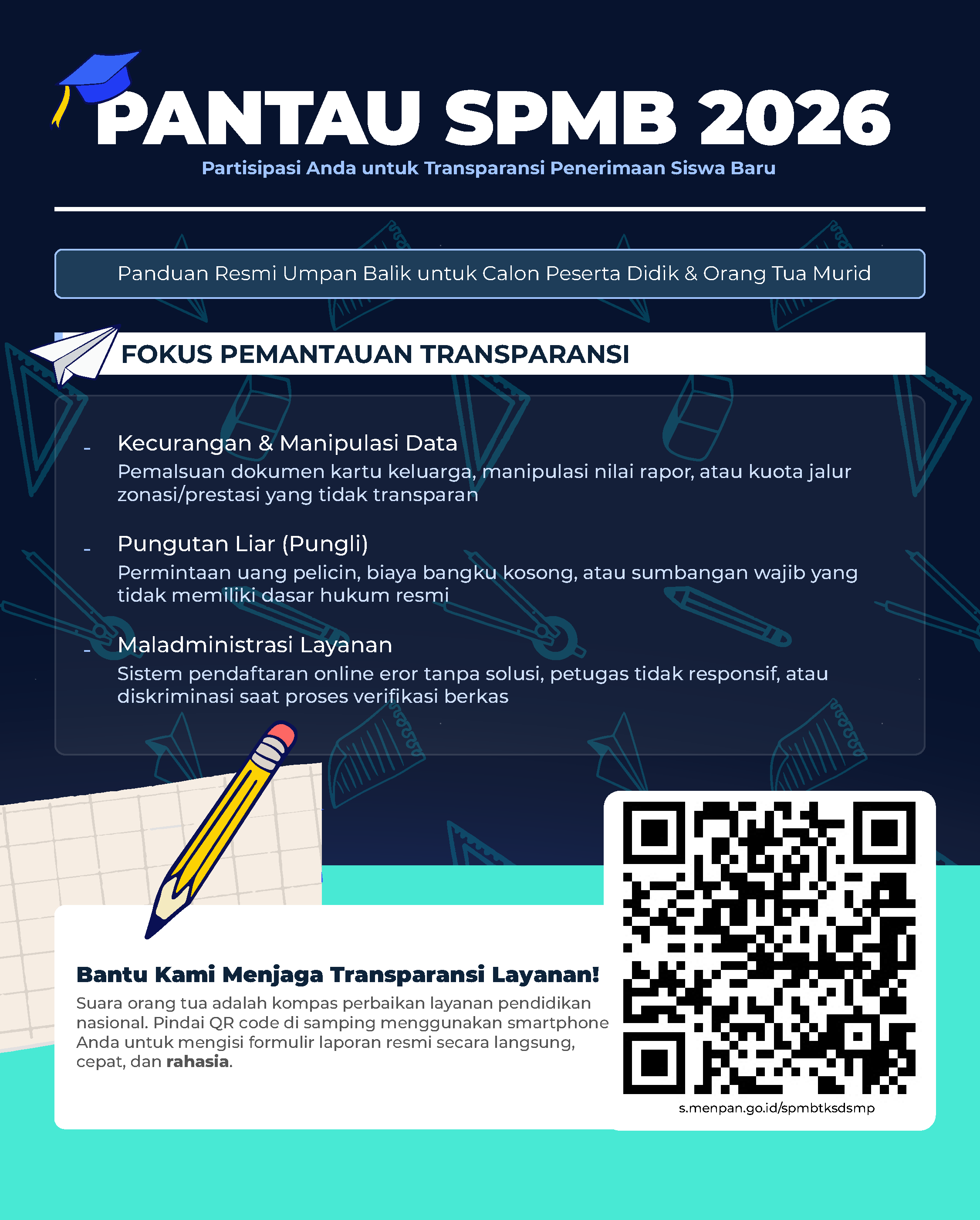 Pantau SPMB 2026 - panduan resmi umpan balik dan QR code laporan